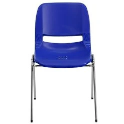 Buy ⭐ Stacking Chairs Flash Furniture Hercules Molded Plastic Shell Stackable Chair With Chrome Frame, Navy, 16/Pack ⭐