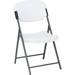 Flash Sale ???? ICEBERG Stacking & Folding Chairs Rough 'n' Ready Polyethylene Folding Chair With Steel Frame, Platinum ????