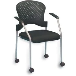Best Sale ???? Stacking Chairs Raynor Eurotech Fabric Seat Breeze 4 Leg Side Chair, With Caster, Grey, 2/Carton ????