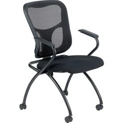 Best deal ⭐ Nesting Chairs Raynor Eurotech Fabric Seat Flip Nesting Chair, With Arm, Black, 2/Carton ????