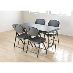 Deals ???? Iceberg Rough 'N Ready Folding Chairs, Plastic, Charcoal, Seat: 18 3/4"W X 21 1/2"D, Back: 18 3/4"W X 20 1/4"H ✨ -Advantage Shop s0831187 s7