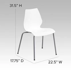 Hot Sale ???? Stacking Chairs Flash Furniture Hercules Series Polypropylene Stackable Chair With Silver Frame, White (RUT288WH) ???? -Advantage Shop sp109852576 s7
