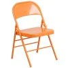 Coupon ???? Folding Chairs Flash Furniture HERCULES COLORBURST Series Orange Marmalade Double Hinged Metal Folding Chair (HF3-ORANGE-GG) ????