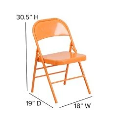 Coupon ???? Folding Chairs Flash Furniture HERCULES COLORBURST Series Orange Marmalade Double Hinged Metal Folding Chair (HF3-ORANGE-GG) ???? -Advantage Shop sp111678817 s7