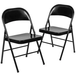 Outlet ???? Folding & Stacking Chairs Flash Furniture HERCULES Series Metal Folding Chair, Black, 2/Pack (2BDF002BK) ????
