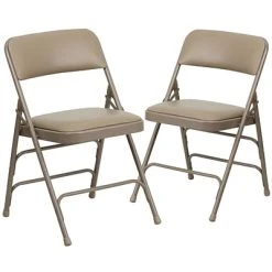 New ???? Folding & Stacking Chairs Flash Furniture HERCULES Series Vinyl Banquet/Reception Chair, Beige, 2/Pack (2HAMC309AVBGE) ⌛