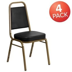 New ???? Flash Furniture HERCULES Trapezoidal Back Banquet Chairs W/Black Vinyl & Gold Frame, 4/Pack ???? 13 New ???? Flash Furniture HERCULES Trapezoidal Back Banquet Chairs W/Black Vinyl & Gold Frame, 4/Pack ???? -Advantage Shop sp123069758 s7