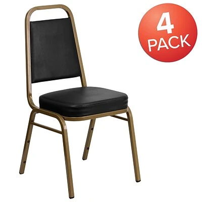 New ???? Flash Furniture HERCULES Trapezoidal Back Banquet Chairs W/Black Vinyl & Gold Frame, 4/Pack ???? 5 New ???? Flash Furniture HERCULES Trapezoidal Back Banquet Chairs W/Black Vinyl & Gold Frame, 4/Pack ???? - Image 3