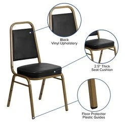 New ???? Flash Furniture HERCULES Trapezoidal Back Banquet Chairs W/Black Vinyl & Gold Frame, 4/Pack ???? 16 New ???? Flash Furniture HERCULES Trapezoidal Back Banquet Chairs W/Black Vinyl & Gold Frame, 4/Pack ???? -Advantage Shop sp123069761 s7
