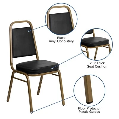 New ???? Flash Furniture HERCULES Trapezoidal Back Banquet Chairs W/Black Vinyl & Gold Frame, 4/Pack ???? 8 New ???? Flash Furniture HERCULES Trapezoidal Back Banquet Chairs W/Black Vinyl & Gold Frame, 4/Pack ???? - Image 6