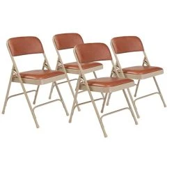 Top 10 ✔️ National Public Seating NPS 1200 Series Vinyl Padded Premium Folding Chairs, Honey Brown/Beige, 4 Pack (1203/4) ????