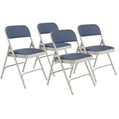 Hot Sale ⭐ National Public Seating NPS 2200 Series Fabric Padded Premium Folding Chairs, Imperial Blue/Gray, 4 Pack (2205/4) ????