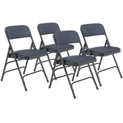 Outlet ✔️ National Public Seating NPS 2300 Series Fabric Padded Triple Brace, Double Hinge Premium Folding Chairs, Imperial Blue, 4 Pack (2304/4) ????