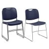 Hot Sale ???? National Public Seating Stacking Chairs NPS 8500 Series HI-Tech Ultra-Compact Plastic Seat/Back Stack Chair, Navy Blue/Chrome, 4 Pack (8505/4) ???? -Advantage Shop sp130557596 s7