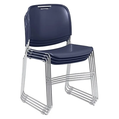 Hot Sale ???? National Public Seating Stacking Chairs NPS 8500 Series HI-Tech Ultra-Compact Plastic Seat/Back Stack Chair, Navy Blue/Chrome, 4 Pack (8505/4) ???? 4 Hot Sale ???? National Public Seating Stacking Chairs NPS 8500 Series HI-Tech Ultra-Compact Plastic Seat/Back Stack Chair, Navy Blue/Chrome, 4 Pack (8505/4) ???? - Image 2