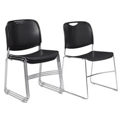 Wholesale ???? National Public Seating Stacking Chairs NPS 8500 Series HI-Tech Ultra-Compact Plastic Seat/Back Stack Chair, Black/Chrome, 4 Pack (8510/4) ⌛