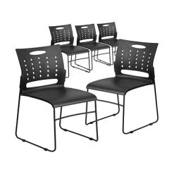 New ❤️ Stacking & Folding Chairs Flash Furniture Hercules Plastic Stacking Chair, Black, 5/Pack (5RUT2BK) ????