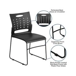 New ❤️ Stacking & Folding Chairs Flash Furniture Hercules Plastic Stacking Chair, Black, 5/Pack (5RUT2BK) ???? -Advantage Shop sp130857016 s7