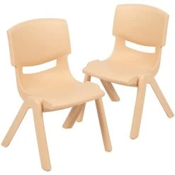 Outlet ✔️ Stacking & Folding Chairs Flash Furniture Plastic Student Stacking Chair, Natural, 2-Pieces (2YUYCX002NAT) ????