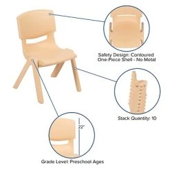 Outlet ✔️ Stacking & Folding Chairs Flash Furniture Plastic Student Stacking Chair, Natural, 2-Pieces (2YUYCX002NAT) ???? -Advantage Shop sp133536710 s7