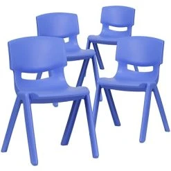 Outlet ???? Stacking & Folding Chairs Flash Furniture Plastic Student Stacking Chair, Blue, 4-Pieces (4YUYCX4004BLUE) ????