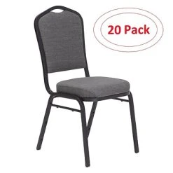 Outlet ⭐ National Public Seating Stacking Chairs NPS 9300 Series Deluxe Fabric Upholstered Stack Chair, Natural Graystone/Black Sandtex, 20 Pack (9362-BT/20) ????