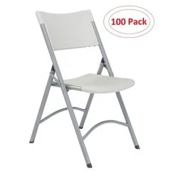 Outlet ❤️ National Public Seating NPS 600 Series Blow Molded Folding Chairs, Speckled? Gray/Textured Gray, 100 Pack (602/100) ????