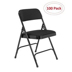 Wholesale ???? National Public Seating NPS 2200 Series Fabric Padded Premium Folding Chairs, Midnight Black/Black, 100 Pack (2210/100) ⌛
