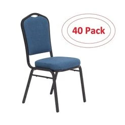 Hot Sale ???? National Public Seating Stacking Chairs NPS 9300 Series Deluxe Fabric Upholstered Stack Chair, Natural Blue/Black Sandtex, 40 Pack (9374-BT/40) ????