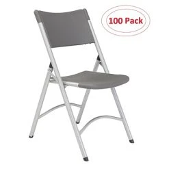 Outlet ???? National Public Seating Folding Chairs NPS 600 Series Heavy Duty Plastic Folding Chair, Charcoal Slate, 100 Pack (620/100) ????