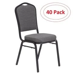 Hot Sale ???? National Public Seating Stacking Chairs NPS 9300 Series Deluxe Fabric Upholstered Stack Chair, Natural Graystone/Black Sandtex, 40 Pack (9362-BT/40) ❤️