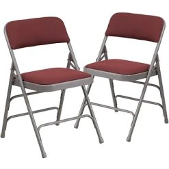 Top 10 ???? Folding & Stacking Chairs Flash Furniture HERCULES Series Fabric Folding Chair, Burgundy, 2/Pack (2AWMC309AFBG) ????
