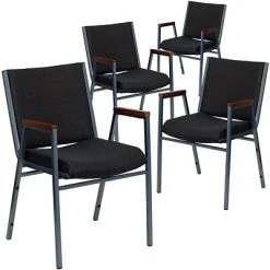 New ⌛ Stacking Chairs Flash Furniture HERCULES 4/Pack 3'' Thick Padded Stack Chairs W/Arms (4XU60154BK) ????