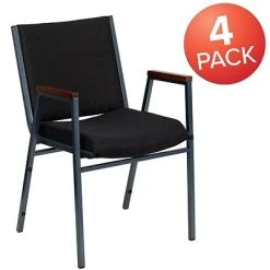 New ⌛ Stacking Chairs Flash Furniture HERCULES 4/Pack 3'' Thick Padded Stack Chairs W/Arms (4XU60154BK) ???? -Advantage Shop sp137096279 s7
