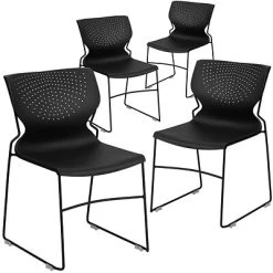Wholesale ✔️ Stacking Chairs Flash Furniture Hercules Full Back Stack Chair With Black Frame, Black, 4/Pack ????