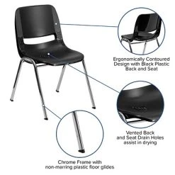 Best reviews of ???? Stacking Chairs Flash Furniture Hercules Shell Ergonomic Stack Chair With Chrome Frame And 14" Seat, Black ✔️ -Advantage Shop sp137202030 s7