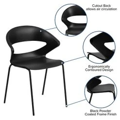 Budget ???? Stacking Chairs Flash Furniture Hercules Series 440lb-Capacity Stack Chair, Black (RUT4BK) ❤️ -Advantage Shop sp137297217 s7