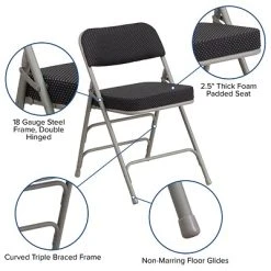 Top 10 ???? Folding Chairs Flash Furniture Hercules Curved Triple Braced Double Hinged Pin-Dot Upholstered Metal Folding Chair, Black, (AWMC320AFBK) ???? -Advantage Shop sp137297690 s7