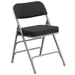 Top 10 ???? Folding Chairs Flash Furniture Hercules Curved Triple Braced Double Hinged Pin-Dot Upholstered Metal Folding Chair, Black, (AWMC320AFBK) ????