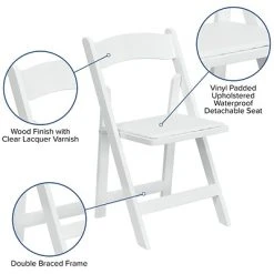 Brand new ???? Folding Chairs Flash Furniture Hercules Series Wood Folding Chair With Vinyl Padded Seat, White, XF2901WHITE ⌛ -Advantage Shop sp137297809 s7