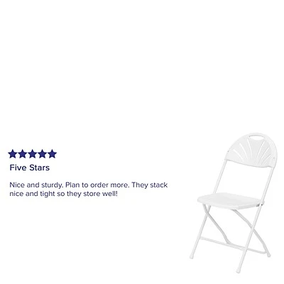 Brand new ???? Folding Chairs Flash Furniture Hercules Series 800lb-Capacity Plastic Fan-Back Folding Chair, White (LEL4WHITE) ???? 6 Brand new ???? Folding Chairs Flash Furniture Hercules Series 800lb-Capacity Plastic Fan-Back Folding Chair, White (LEL4WHITE) ???? - Image 4