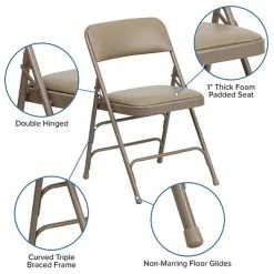 Best reviews of ???? Folding Chairs Flash Furniture Hercules Series Curved Triple-Braced, Double-Hinged Beige Vinyl-Upholstered Metal Folding Chair (HAMC309AVBGE) ???? -Advantage Shop sp137298756 s7