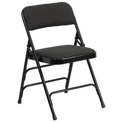 Coupon ✔️ Folding Chairs Flash Furniture Hercules Series Fabric Upholstered Metal Curved Triple Braced And Double Hinged Folding Chair, Black Patterned ❤️