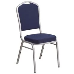 Discount ???? Banquet Chairs Flash Furniture HERCULES Series Crown Back Stacking Banquet Chair With Navy Fabric And 2.5'' Thick Seat, Silver Frame ????