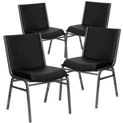 New ???? Stacking & Folding Chairs Flash Furniture HERCULES Vinyl Office Stacking Chair, Silver Vein/Black (4-XU-60153-BK-VYL-GG) ????