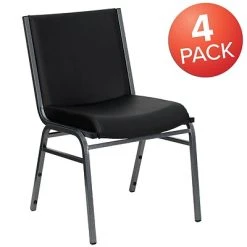 New ???? Stacking & Folding Chairs Flash Furniture HERCULES Vinyl Office Stacking Chair, Silver Vein/Black (4-XU-60153-BK-VYL-GG) ???? -Advantage Shop sp142043564 s7