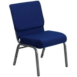Best Pirce ???? Stacking Chairs Flash Furniture HERCULES 21'' Church Chair W/4'' Seat Silver Vein Frame, Navy Blue ????