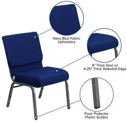 Best Pirce ???? Stacking Chairs Flash Furniture HERCULES 21'' Church Chair W/4'' Seat Silver Vein Frame, Navy Blue ???? -Advantage Shop sp154567761 s7