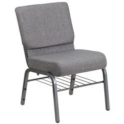 Best Pirce ???? Stacking Chairs Flash Furniture HERCULES 21" X 3 3/4" Church Chairs W/Book Rack & Silver Vein Frame (XUCH0221GYSVB) ❤️