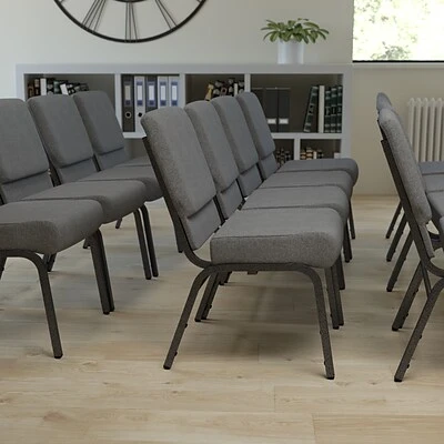 Cheap ???? Stacking Chairs Flash Furniture HERCULES 21'' Church Chairs W/3.75'' Seat Silver Vein Frame (XUCH0221GYSV) ???? 4 Cheap ???? Stacking Chairs Flash Furniture HERCULES 21'' Church Chairs W/3.75'' Seat Silver Vein Frame (XUCH0221GYSV) ???? - Image 2